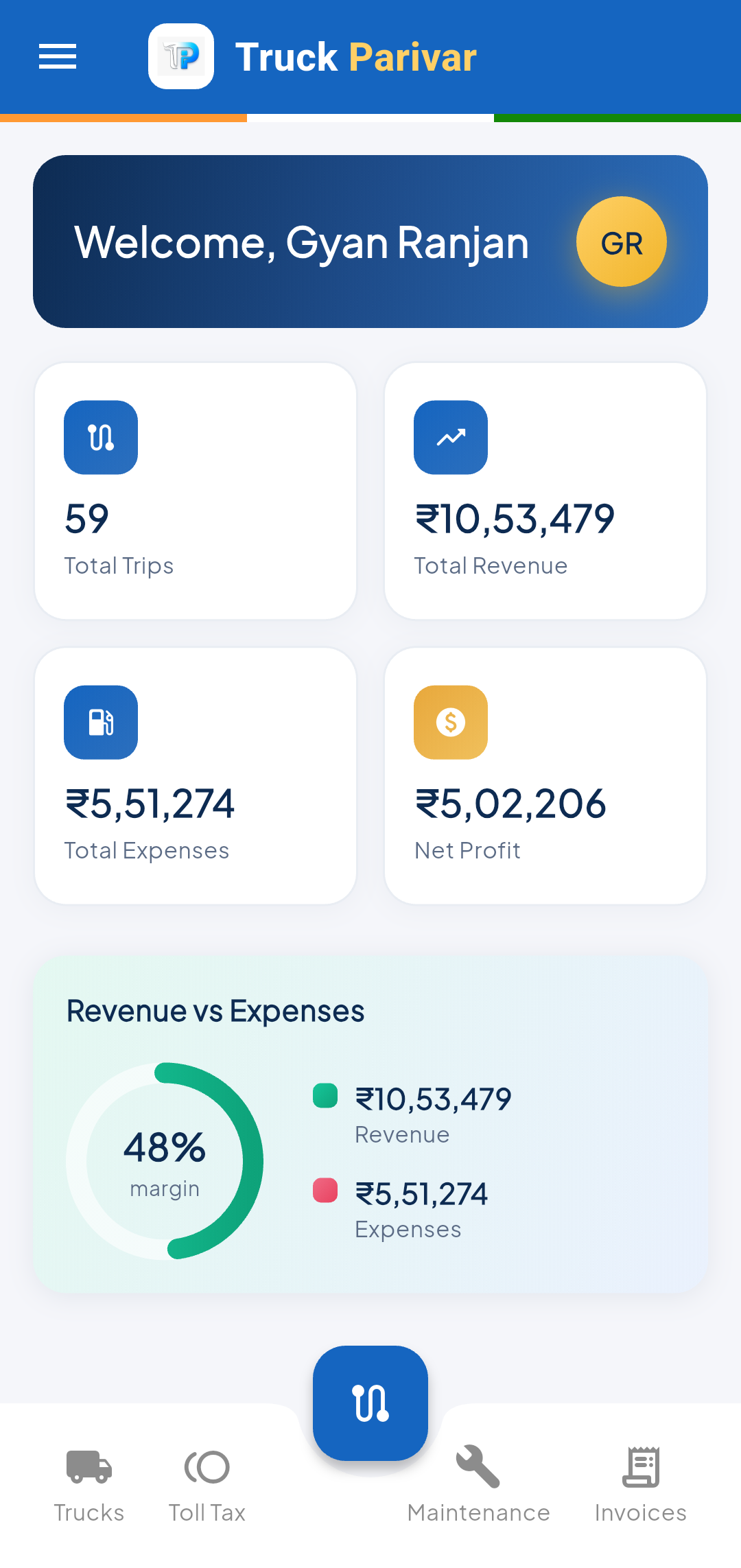 TruckParivar App Screens